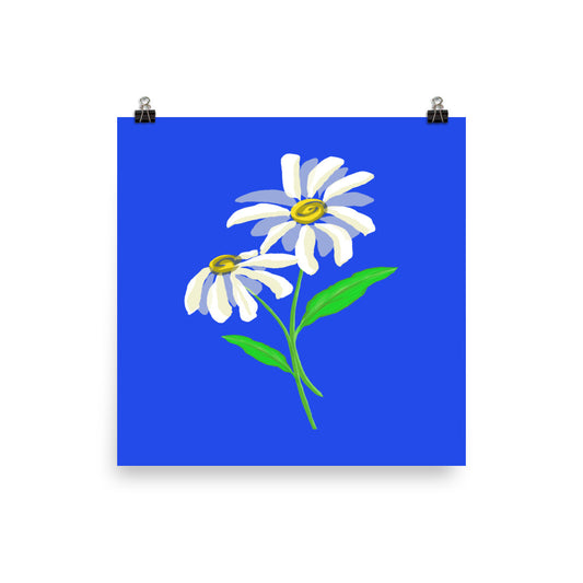 Daisy Day - Royal Blue - Art Print