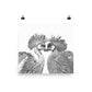Grey Crowned Cranes - Black & White - Art Print