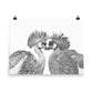 Grey Crowned Cranes - Black & White - Art Print