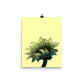 Large sunflower in black on bright yellow background on a poster.  